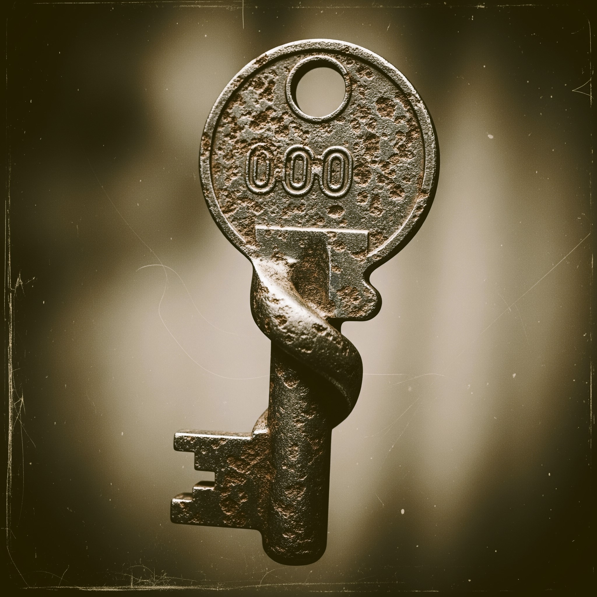 Old tarnished room key